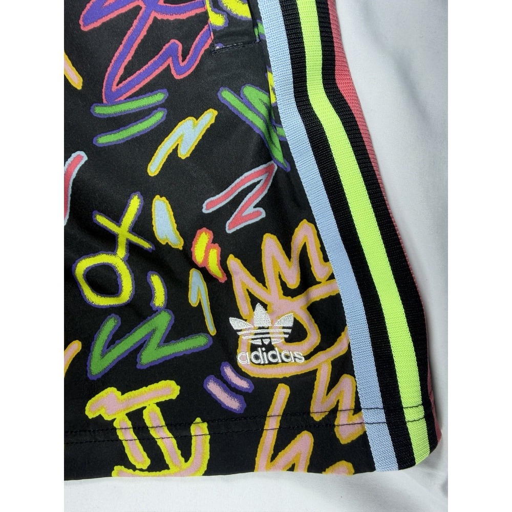adidas Originals Men's Small Graffiti All Over Print Black Athletic Shorts - Picture 8 of 9